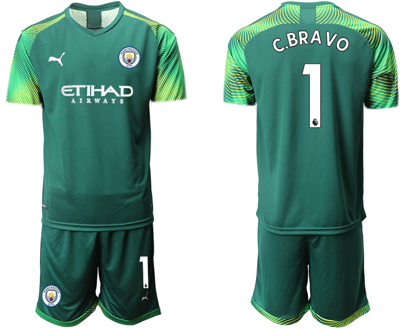 Men 2020-2021 club Manchester City goalkeeper green #1 Soccer Jerseys